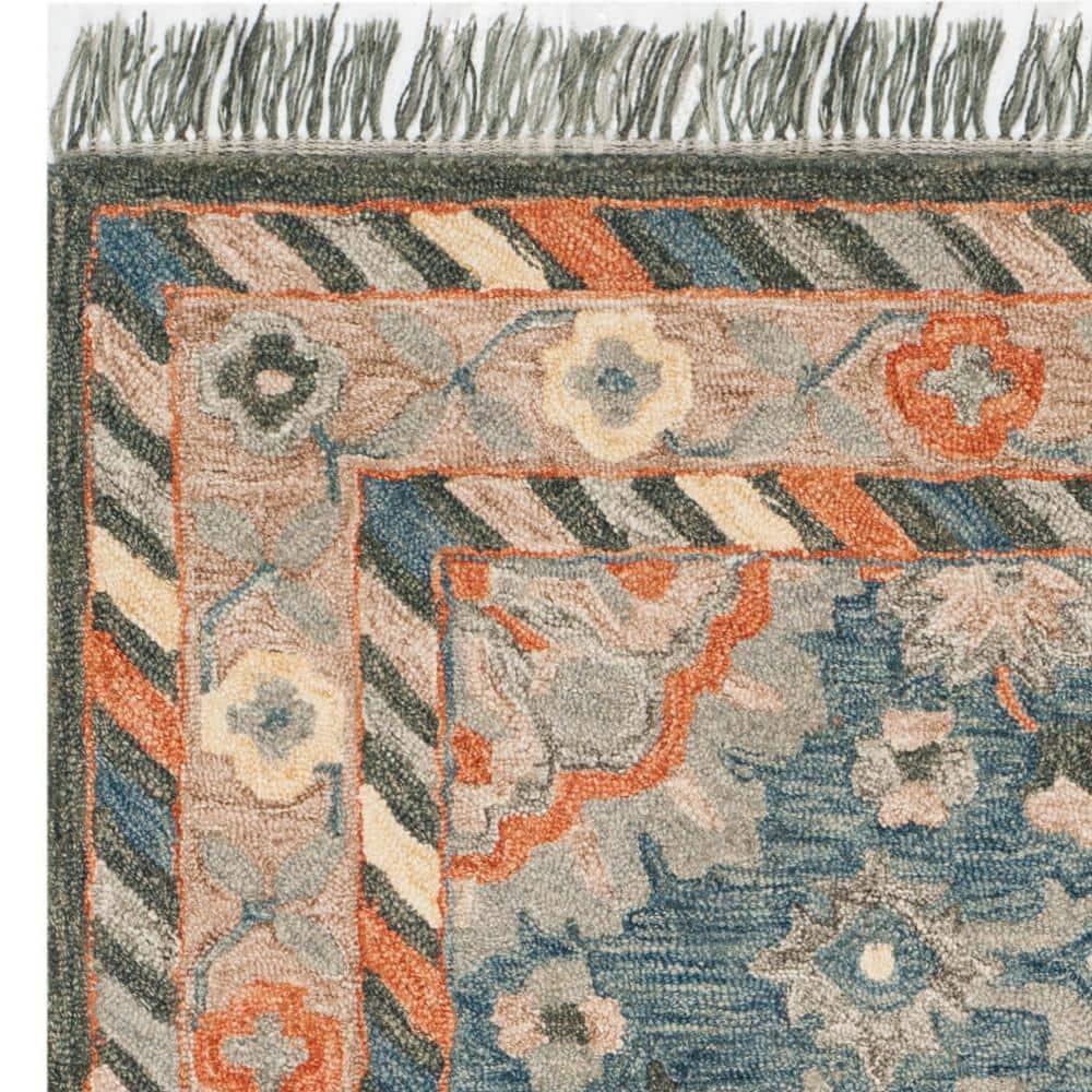 Aspen APN123 Hand Tufted Area Rug - Blue/Rust - 6'x9' - Safavieh..
