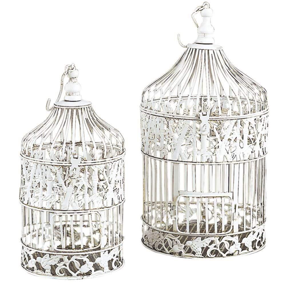 15"H Iron Bird House - White - Olivia & May: Frostproof, Freestanding Outdoor Garden Decor, No Assembly Required