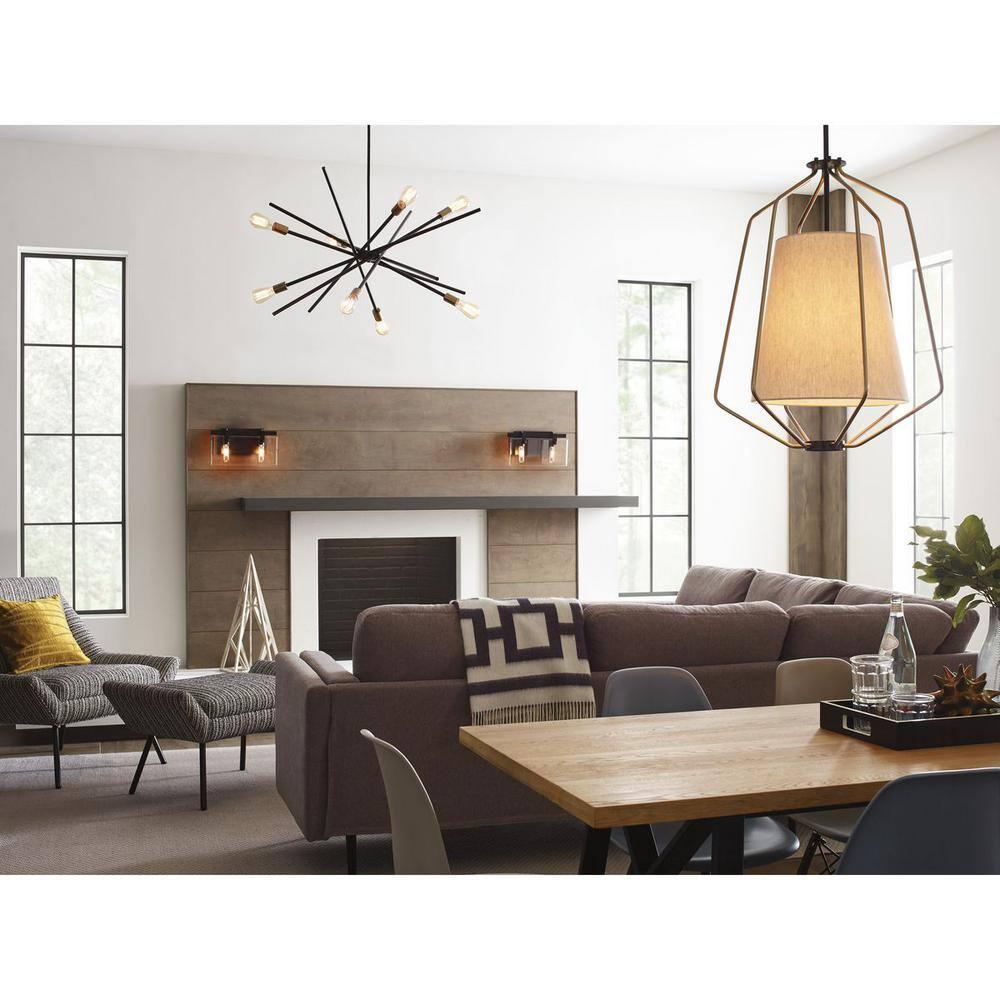 Progress Lighting Glayse 2-Light Bath & Vanity, Antique Bronze, Beveled Glass Shade