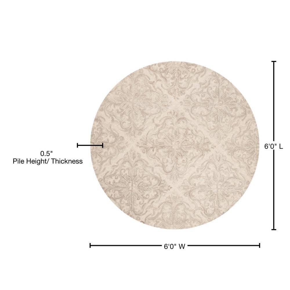 Blossom BLM103 Hand Tufted Area Rug - Ivory/Grey - 6' Round - Safavieh.