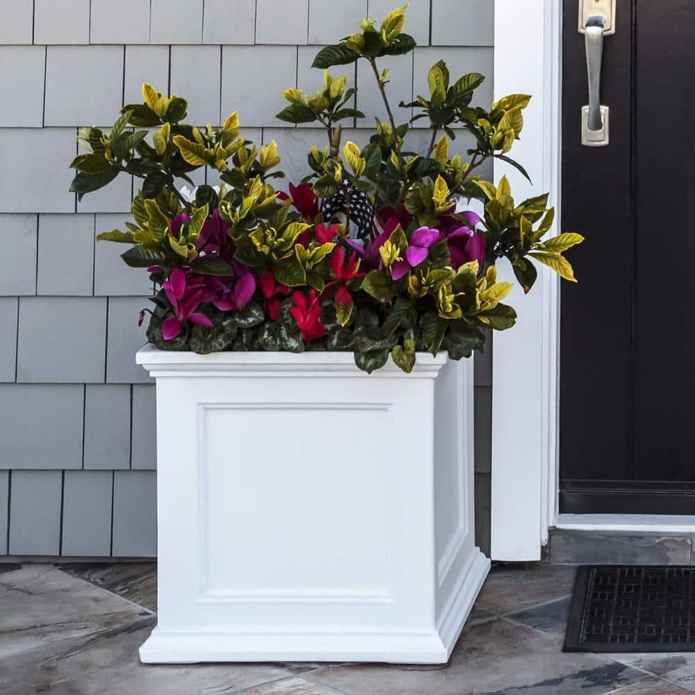 Mayne Fairfield 20" x 20" x 20" Square White Self Watering Plastic Planter