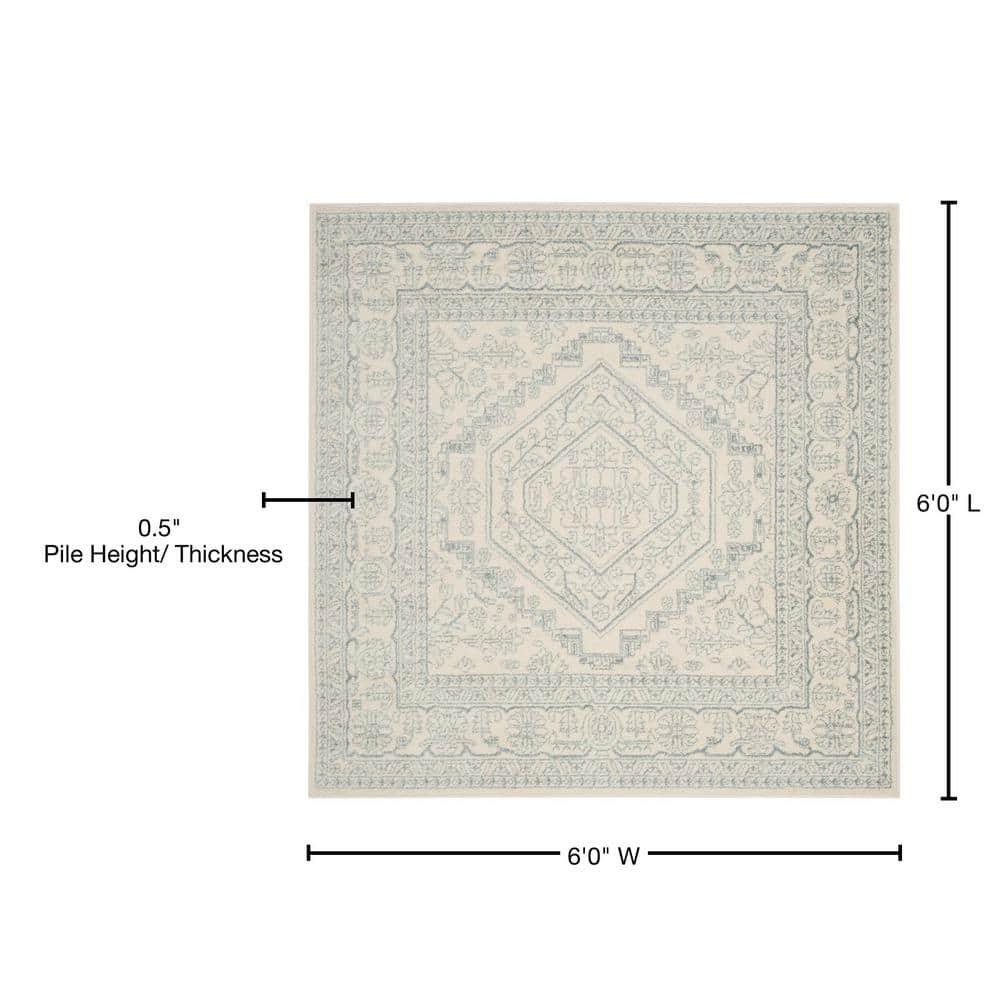 Adirondack ADR108 Power Loomed Area Rug - Ivory/Slate - 6'x6' - Safavieh.