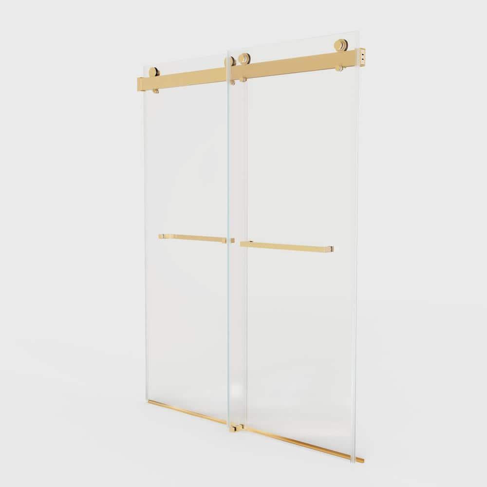 Dimorphos 56-60"W x 76"H Frameless Double Sliding Shower Door with 10mm Tempered Glass Door 11DD161822LL