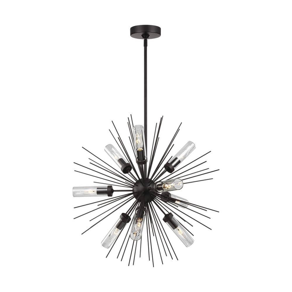 Oil Rubbed Bronze Sputnik Outdoor Chandelier with Clear Glass Shades