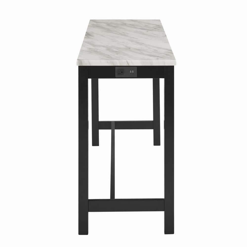 New Classic Furniture Celeste 4-Piece Faux Marble & Wood Bar Set in Blue