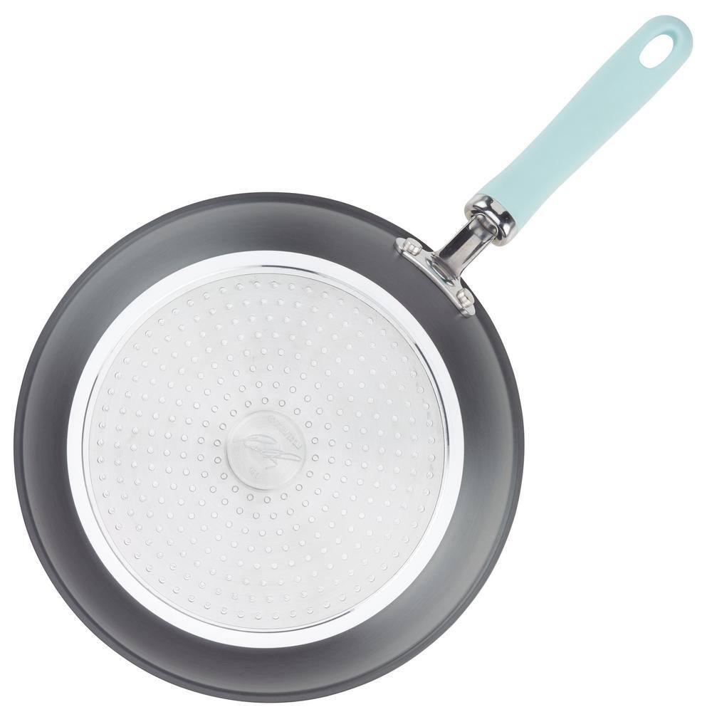 Rachael Ray Create Delicious 11pc Hard Anodized Nonstick Cookware Set Light Blue Handles