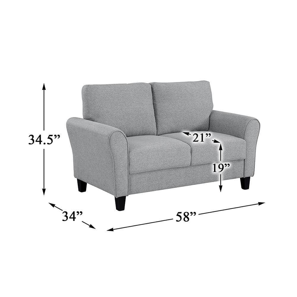 Lexicon Transitional Solid Wood and Polyester Love Seat in Dark Gray/Black