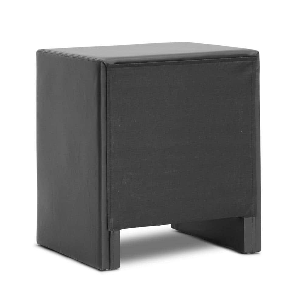 Baxton Studio Frey Upholstered Modern Nightstand Black: Faux Leather, Wood Frame, Bedside Table with Anti-Tip Hardware