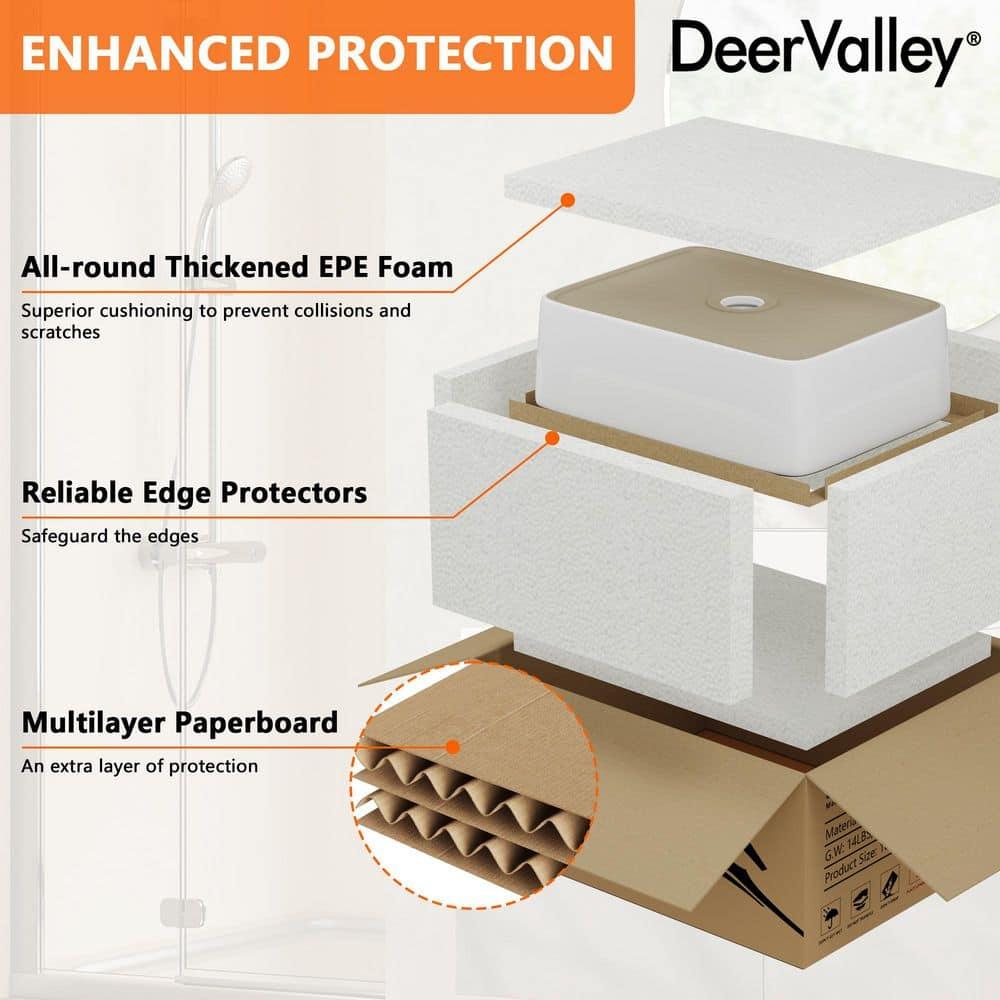 DeerValley DV-1V0317 Deervalley Liberty 16'' X 12'' Rectangular Vitreous China Vessel Bathroom Sink, White With Black Striped Edge