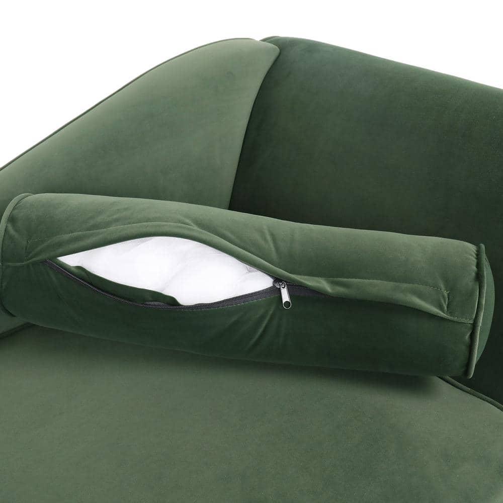 Noble House Xane Indoor Fabric Chaise Lounge With Bolster Pillow, Sage Green