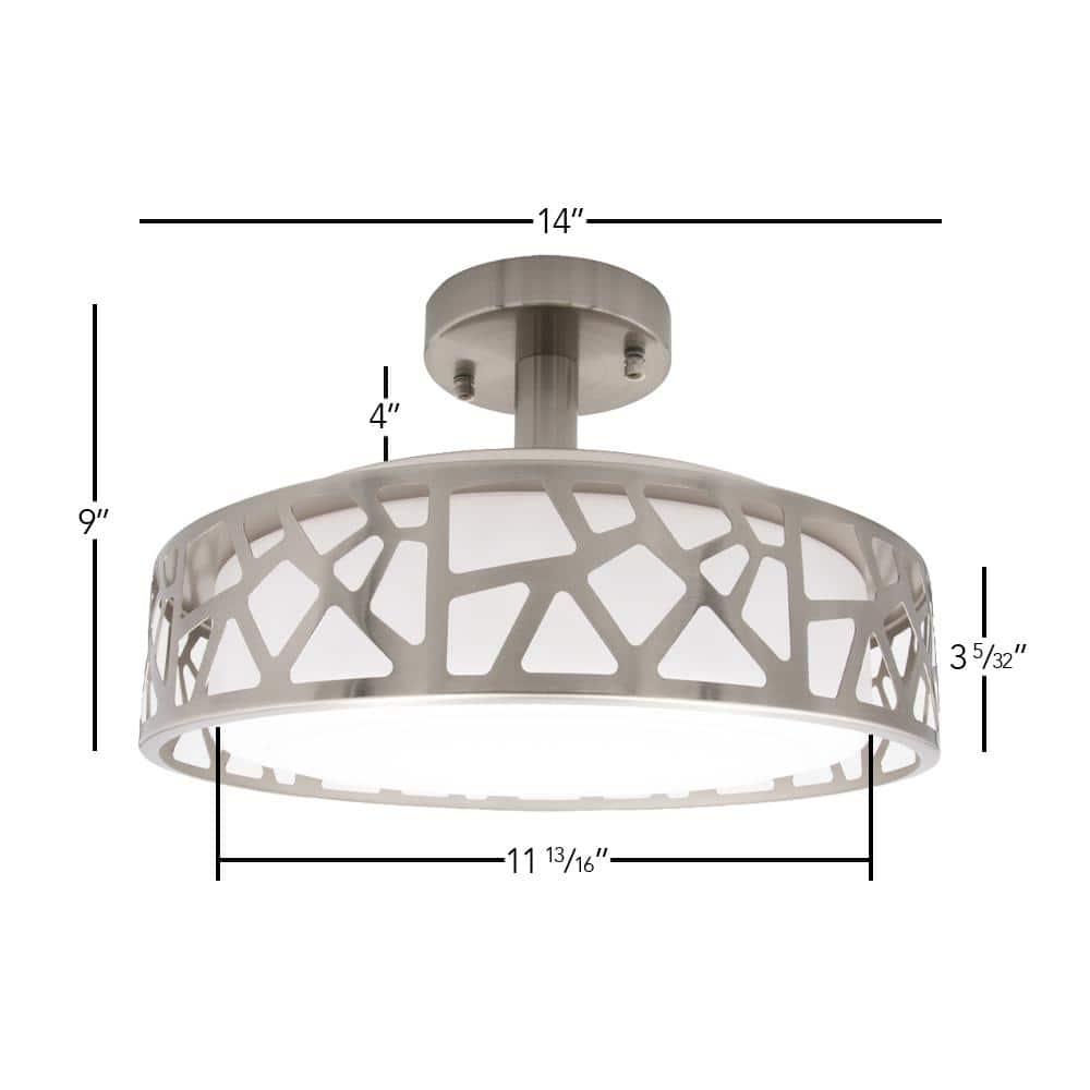 Maxxima 14 in. Decorative LED Semi-Flush Mount Ceiling Light, Dimmable, 3000K Warm White, 1400 Lumens, Satin Nickel