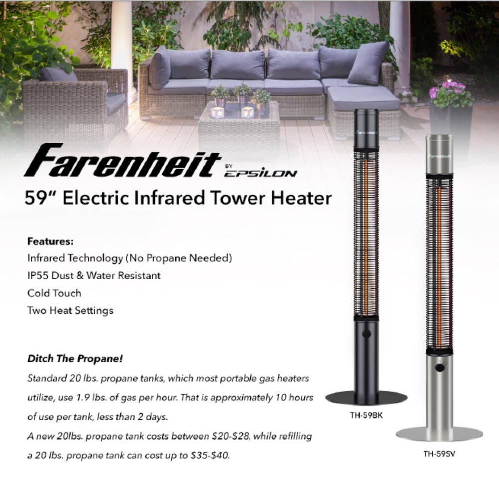 59" 1500 Watt Electric Standing Patio Heater