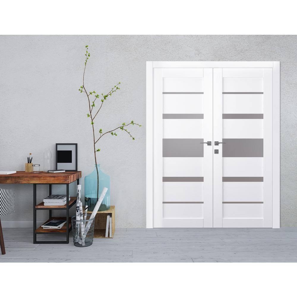 Belldinni Kina Solid Manufactured Wood and Glass Paneled Prefinished French Door