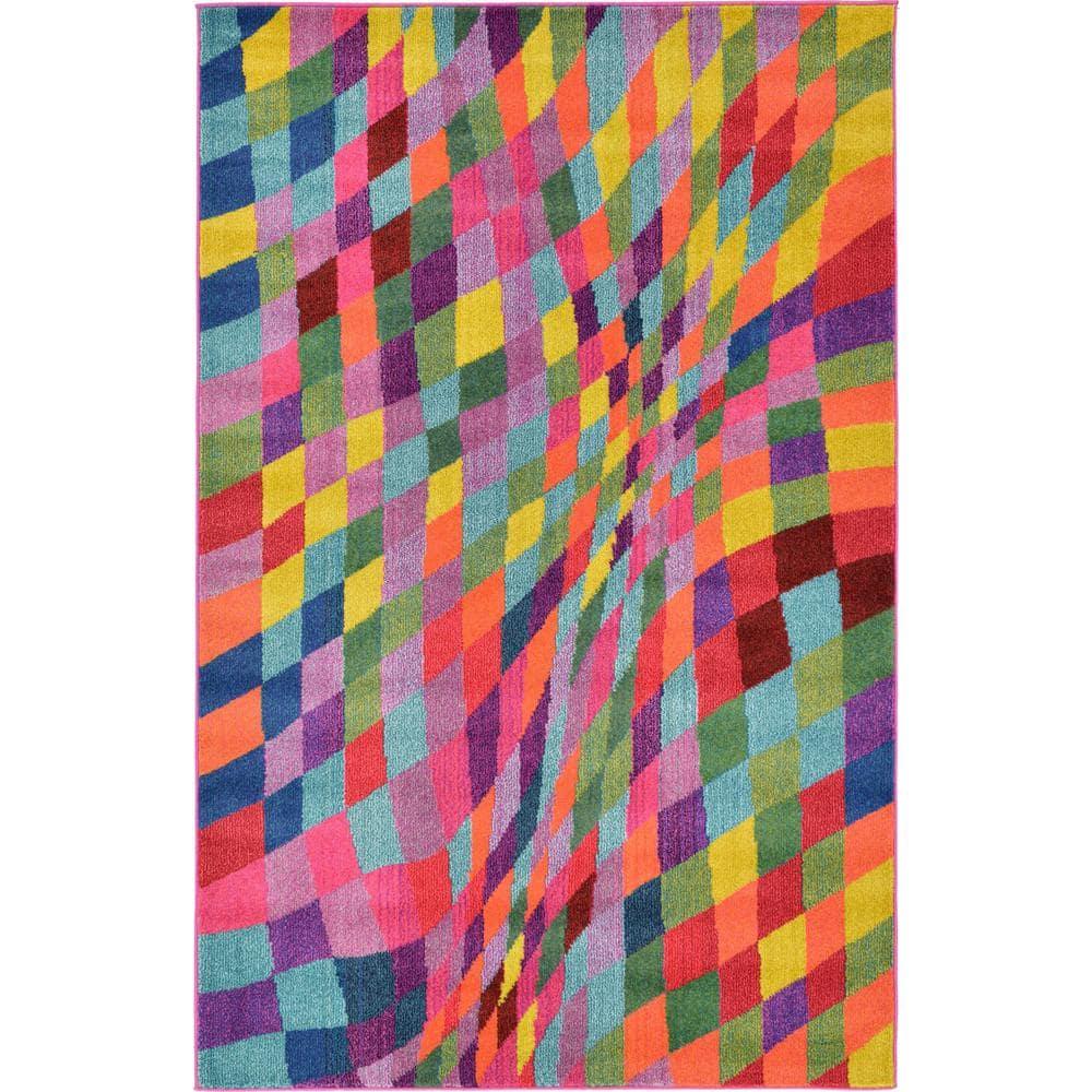Unique Loom Estrella Collection Area Rug - Horta (5' 1" x 8' Rectangle Multi/Blue)