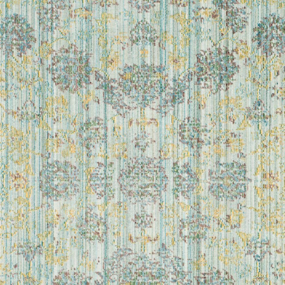 SAFAVIEH Valencia Cionadogh Floral Bordered Polyester Area Rug, Light Blue/Turquoise, 4' x 6'