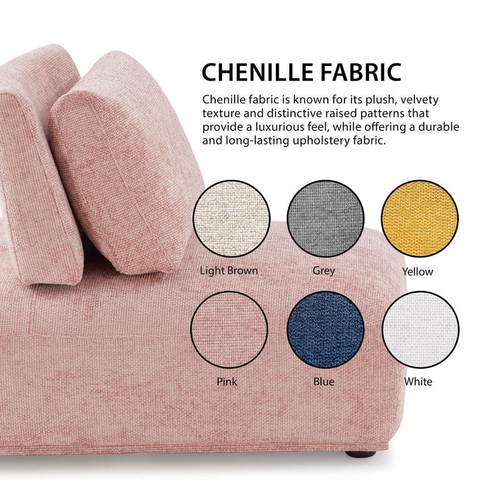 HOMES: Inside + Out Povoa Modern Modular Armless Chair Chenille with Extendable Backrest Blue