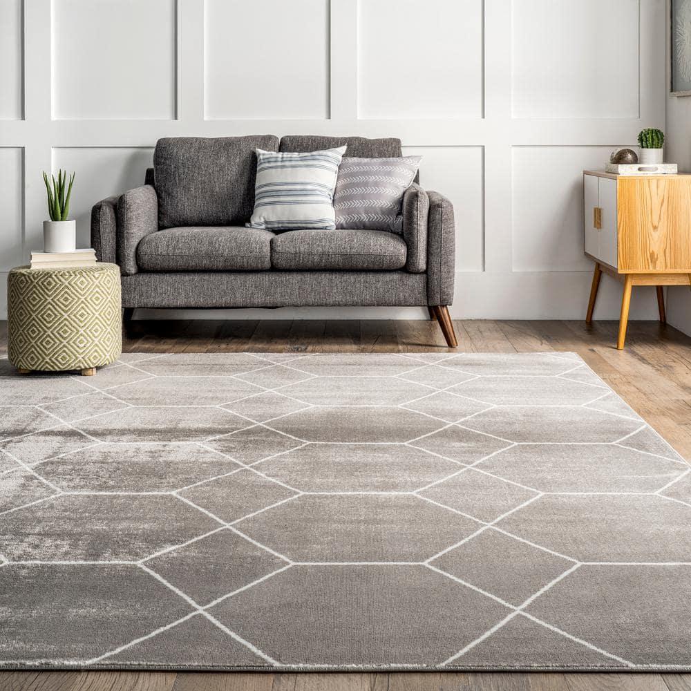 Nuloom Veronica Geometric 4x6 Indoor Area Rug for Living Room Bedroom Dining Room Kitchen, Grey/Ivory