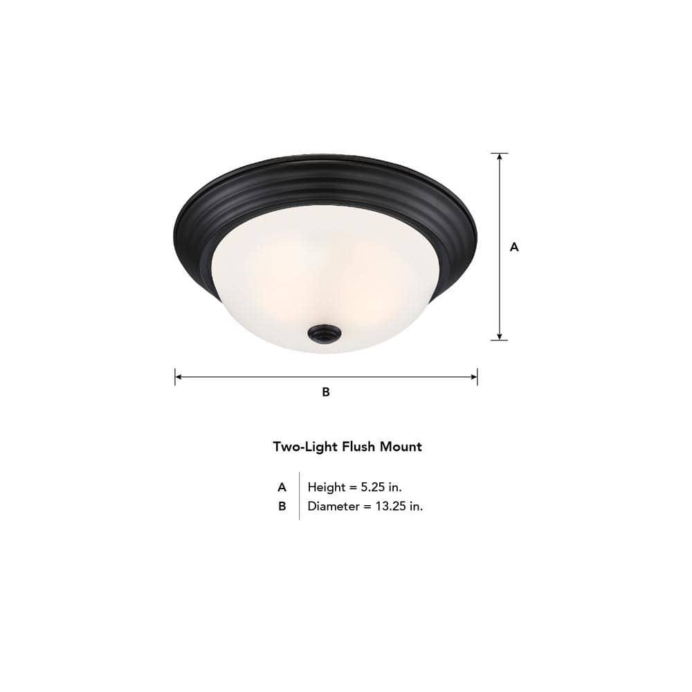 1257M-ORB-W-Designers Fountain-13 Inch 2 Light Flush Mount-Oil Rubbed Bronze Finish-Etched Glass Color