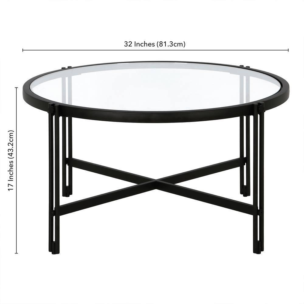 Evelyn&Zoe,ez 32" Wide Round Coffee Table, Blackened Bronze