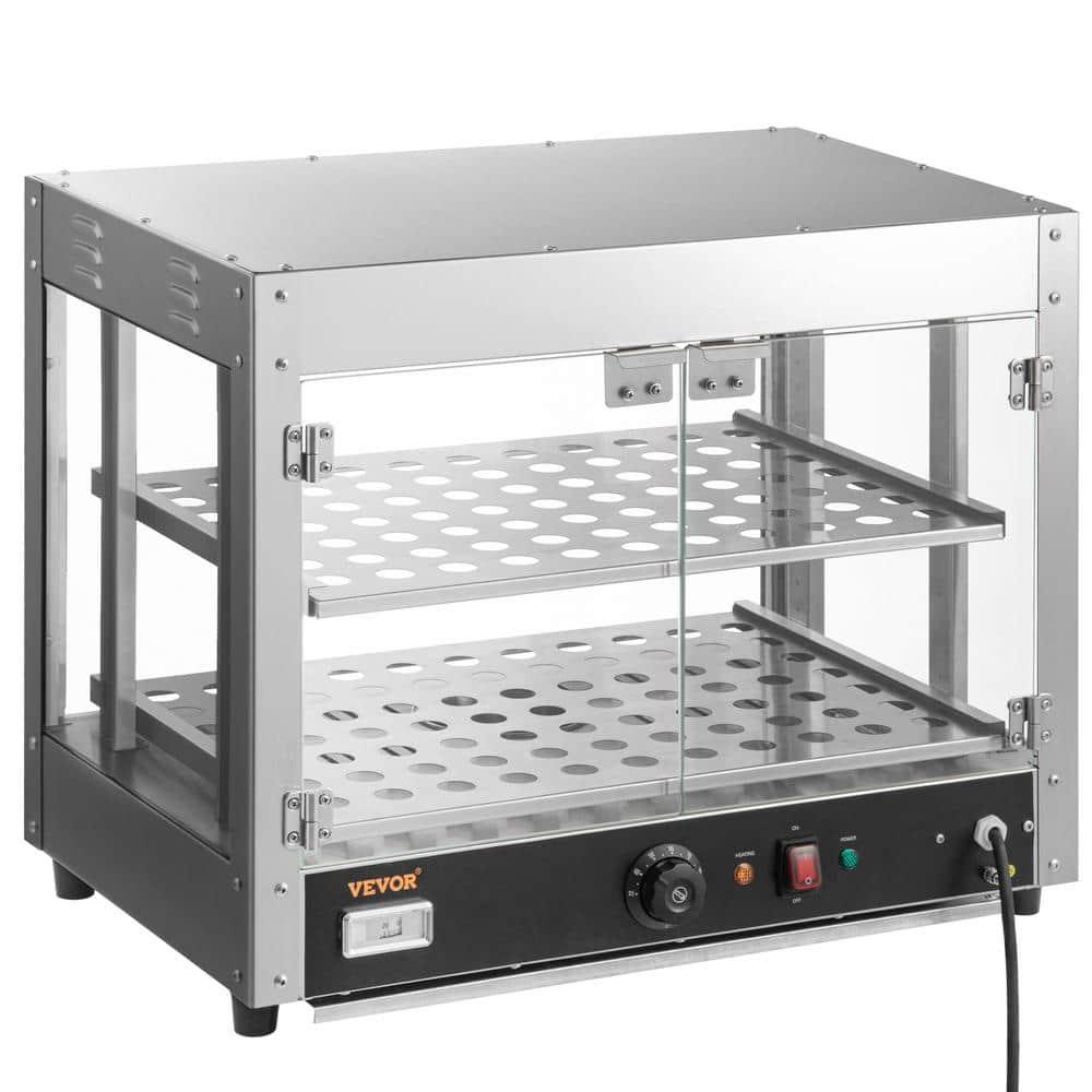 VEVOR 2-Tier Commercial Food Warmer Display - Countertop Pizza Cabinet with Light