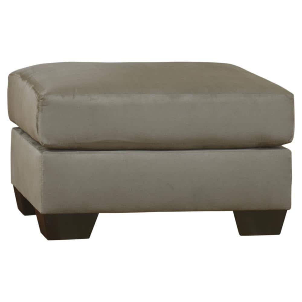 Signature Design by Ashley Contemporary Darcy Ottoman Microfiber Cobblestone