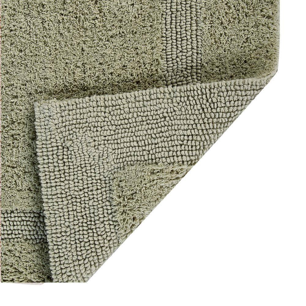 Better Trends Lux 100% Cotton Tufted Solid Reversible Bath Rug Set 3 PC (17" x 24" | 21" x 34" | 24" x 40") - Sage