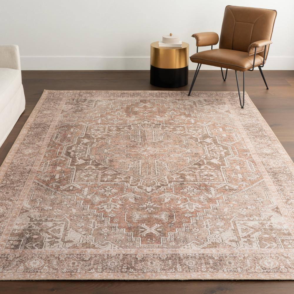 Nuloom Hillstone Collection Mariposa Traditional Vintage Medallion Area Rug, 6' 7" x 9', Ivory