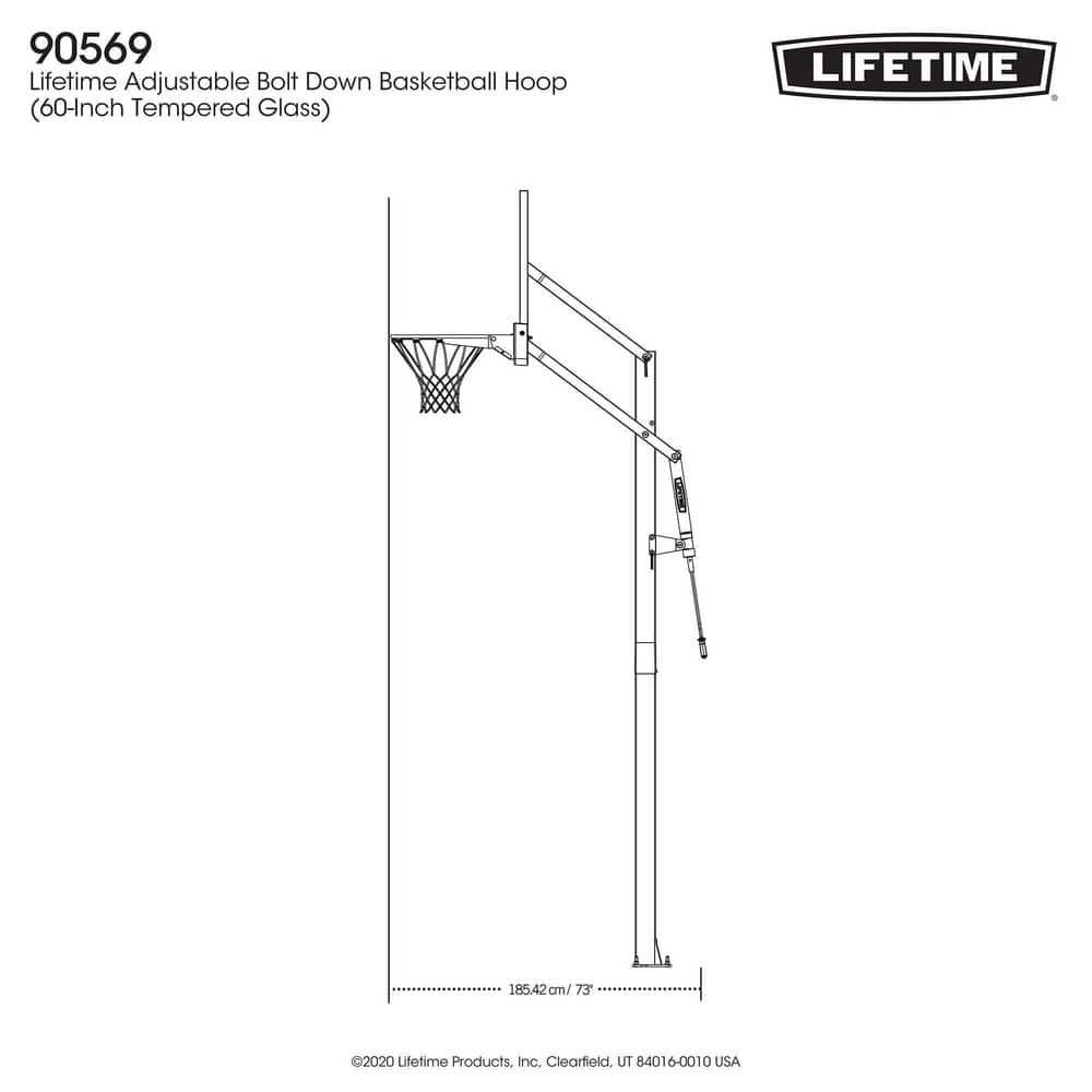 Lifetime New Adjustable Bolt Down Basketball Hoop (60-inch Tempered Glass), 90569