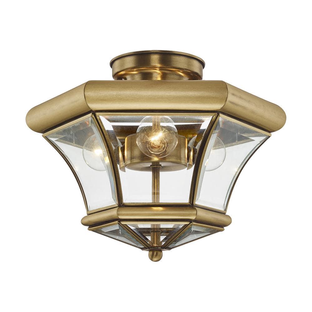Livex Lighting Monterey 3 - Light Flush Mount in  Antique Brass