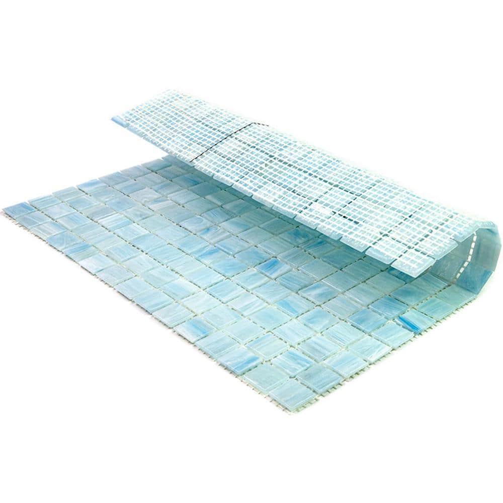 Apollo Tile Celestial 12 in. x 12 in. Glossy Yale Blue Glass Mosaic Wall and Floor Tile (10 sq. ft./case) (10-pack)