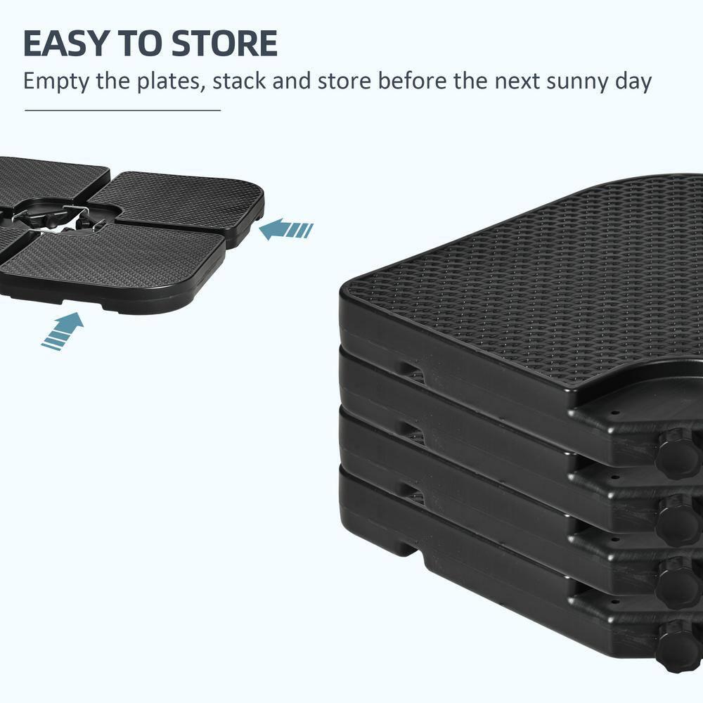 Outsunny 175 lb Black Plastic Patio Umbrella Base, Waterproof(4 Count)