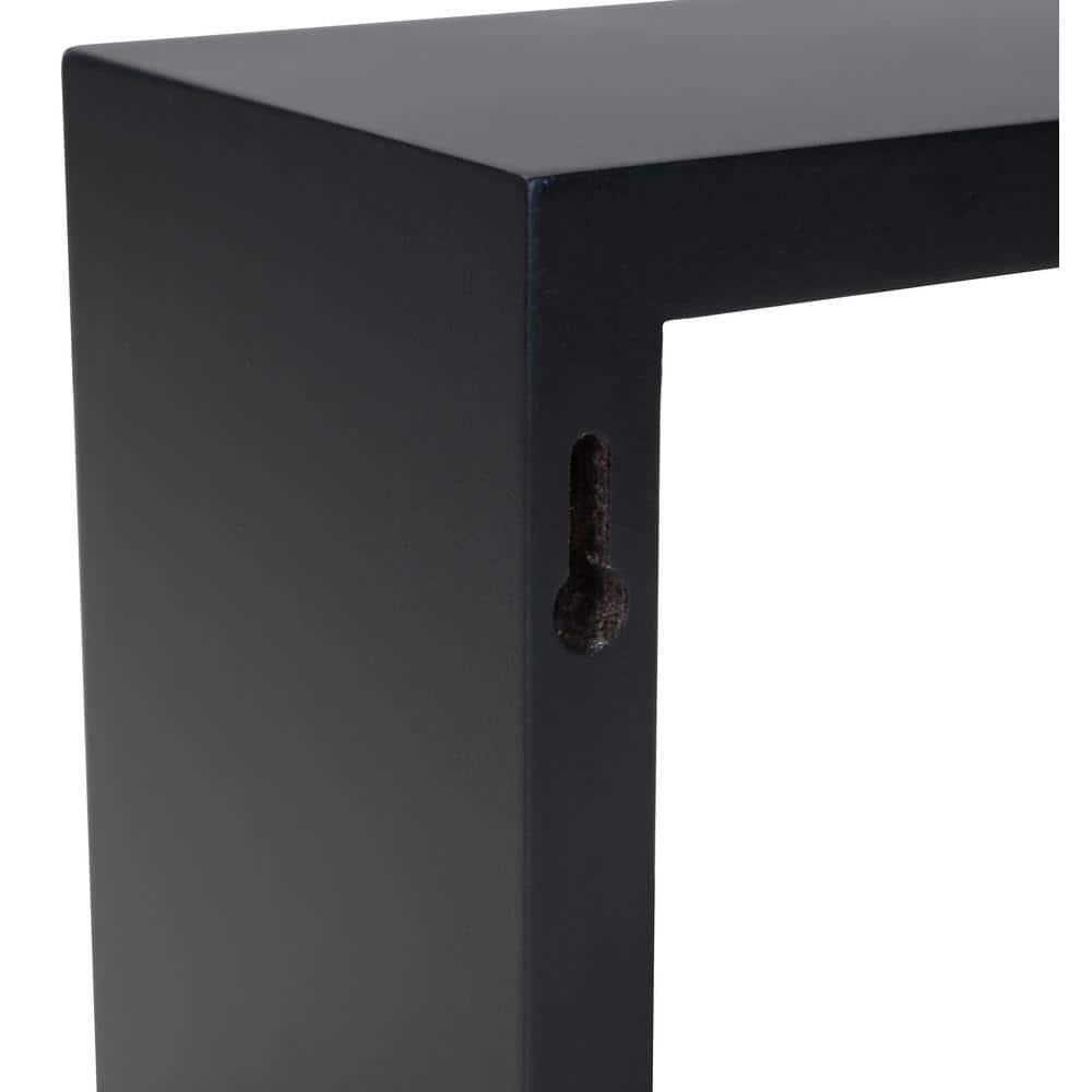 Set of 3 Cubbi Floating Wall Shelves Black: Wood Composite, Space-Saving, Various Sizes