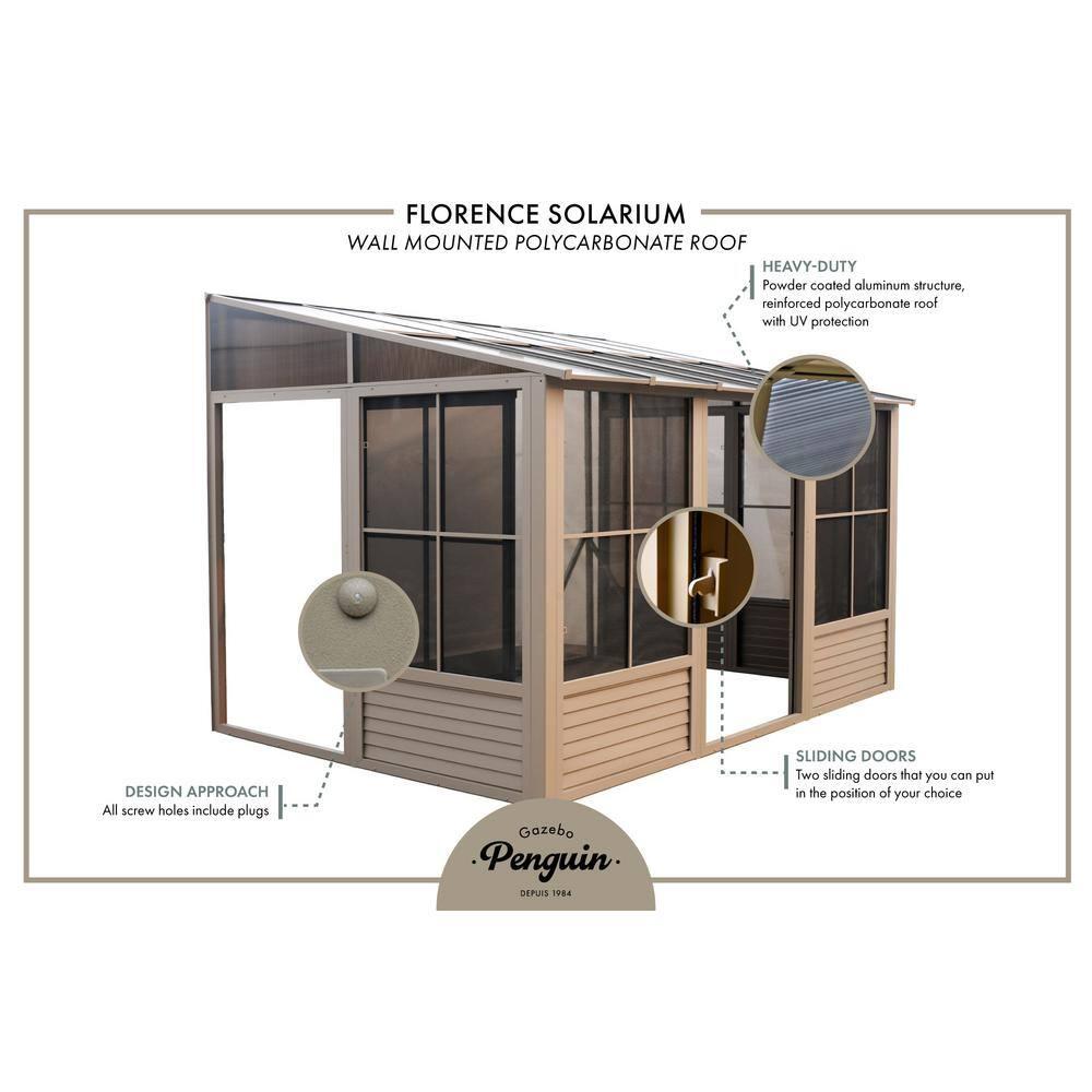 Gazebo Penguin Florence - Wall Mounted Solarium Polycarbonate Roof