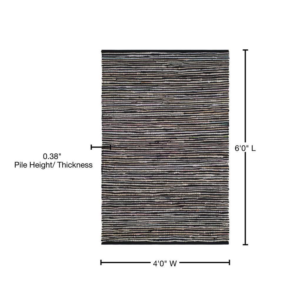 Rag Rug RAR130 Hand Woven Indoor Area Rug - Black/Multi - 4'x6' - Safavieh.
