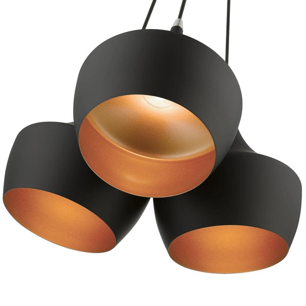 41083-04-Livex Lighting-Waldorf - 3 Light Cluster Pendant In Mid Century Modern Style-18.5 Inches Tall and 20.5 Inches Wide-Black Finish