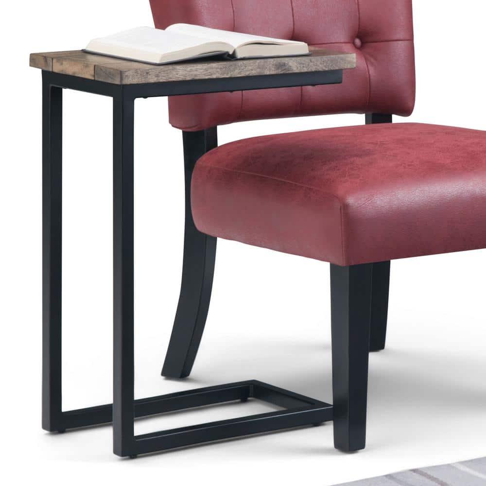 Simpli Home Skyler Solid Wood C Side End Accent Table
