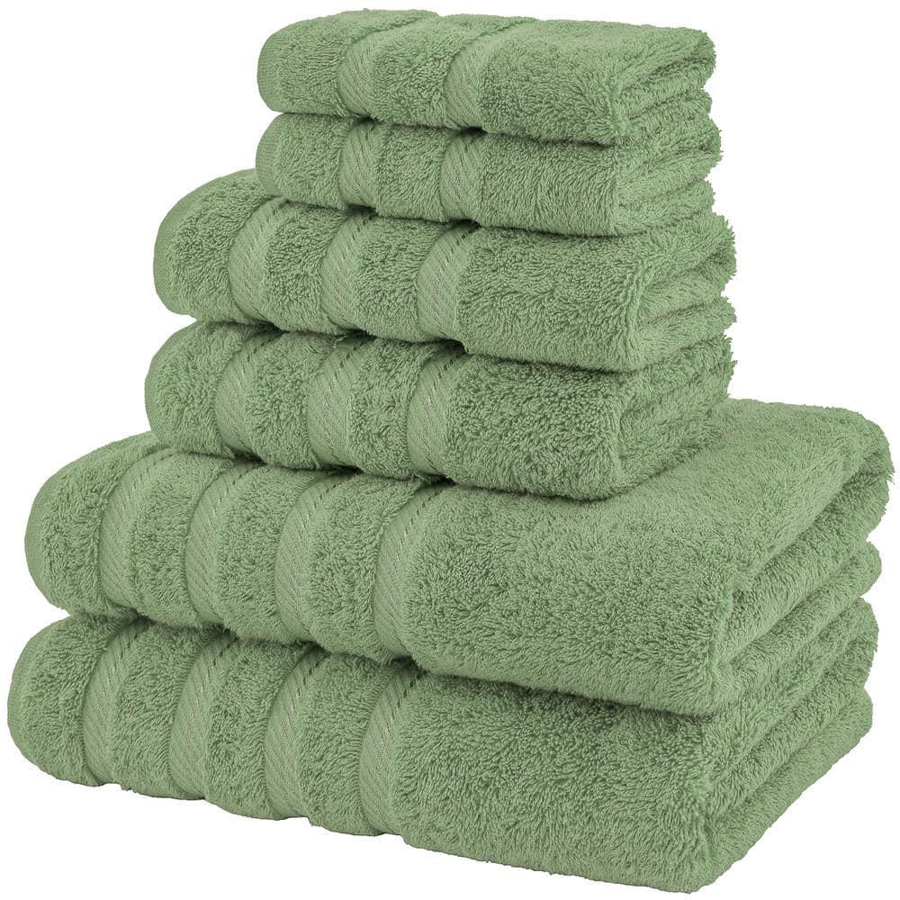 American Soft Linen 6 Piece Towel Set, 100% Cotton Bath Towels for Bathroom, Sage Green