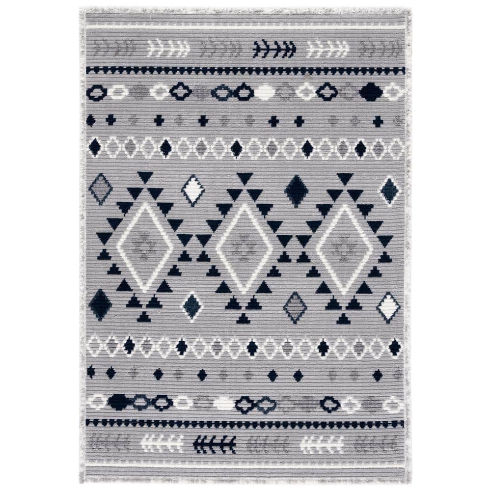 Marrakesh MRK606 Power Loomed Area Rug - Gray/Navy - 4'x6' - Safavieh.