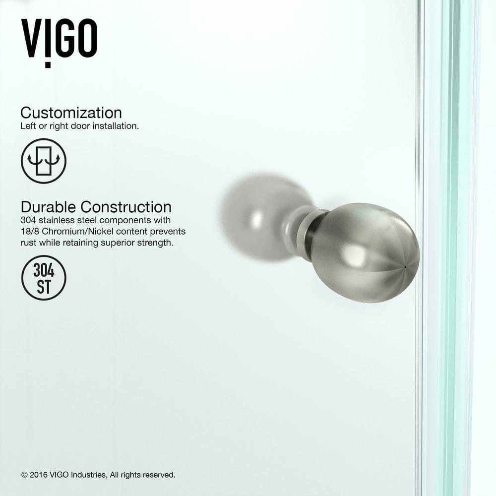 VIGO Verona 38" W x 38" D x 77" H Hinged Frameless Shower Enclosure with 3/8  Clear Glass&Base VG6061CHCL38WS