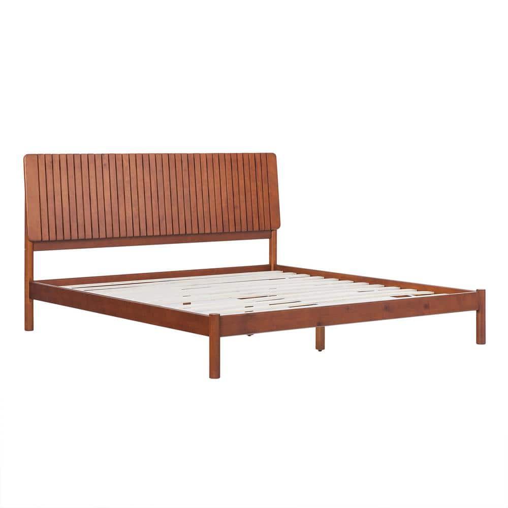 Walker Edison Transitional Solid Wood Platform King Bed - Brown
