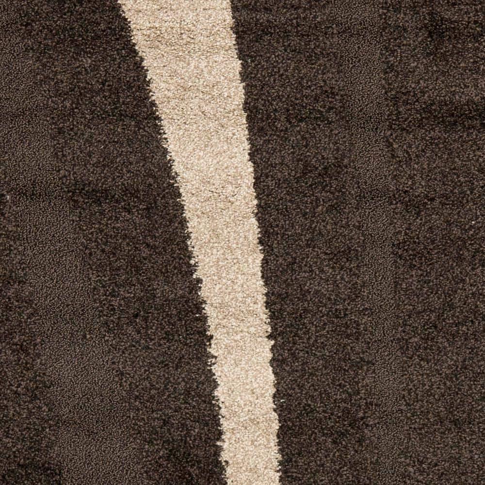 Florida Shag SG451 Power Loomed Indoor Area Rug - Dark Brown/Beige - 5'x5' Square - Safavieh