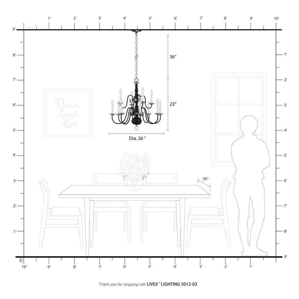 Livex Lighting Williamsburgh 12 - Light Chandelier in  White