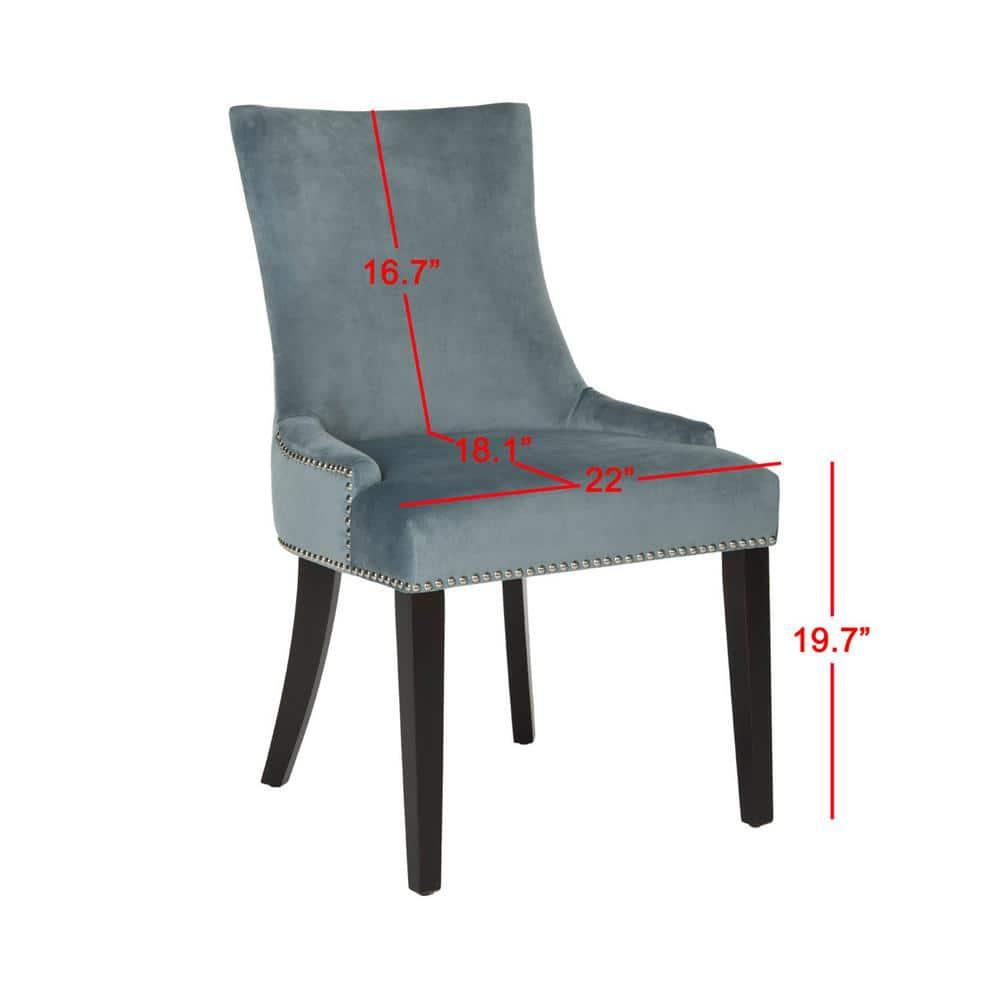 Lester 19"H Dining Chair (Set of 2) with Silver Nail Heads - Blue - Safavieh