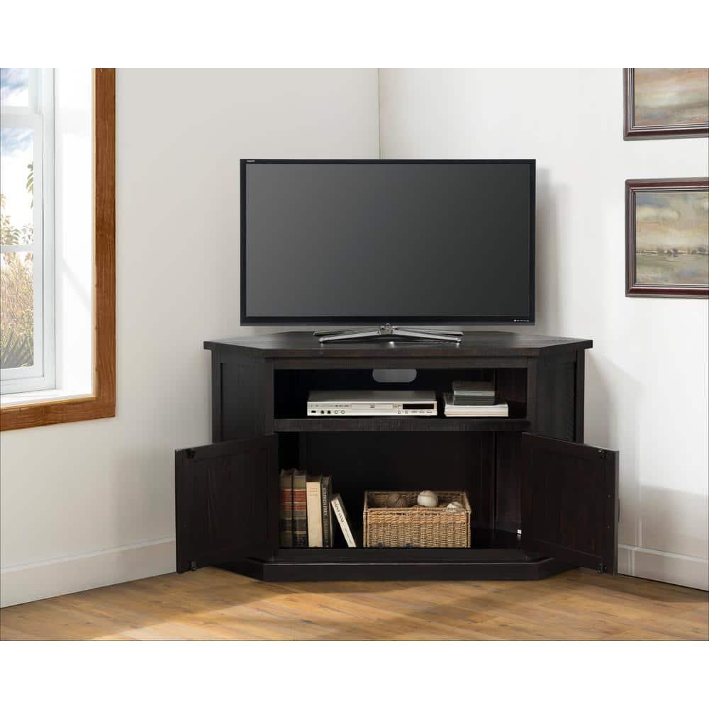 Martin Svensson Home Rustic Corner TV Stand for TVs up to 55", Espresso