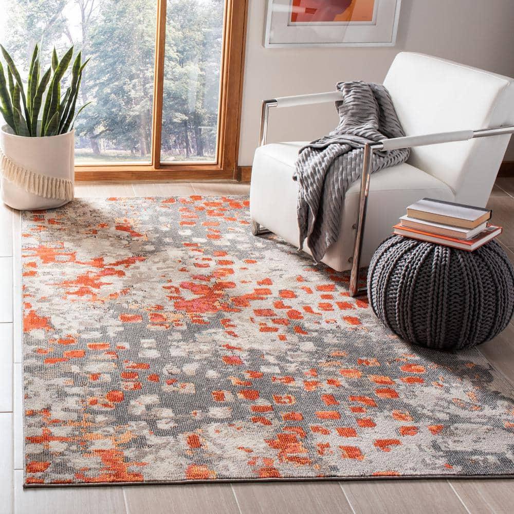 Madison MAD440 Power Loomed Indoor Area Rug - Grey/Orange - 6'x9' - Safavieh