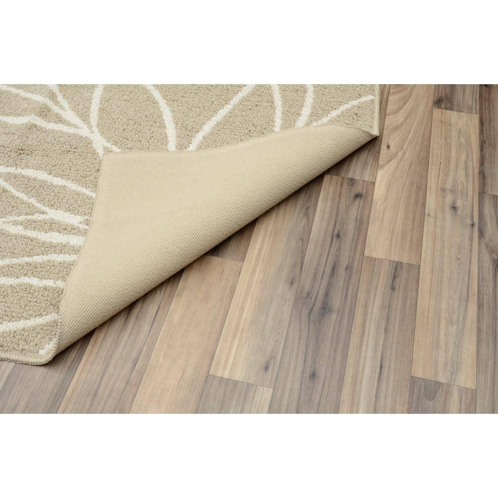 Garland Rug Grand Floral Tan/Ivory Indoor Runner Rug, 2' x 5'