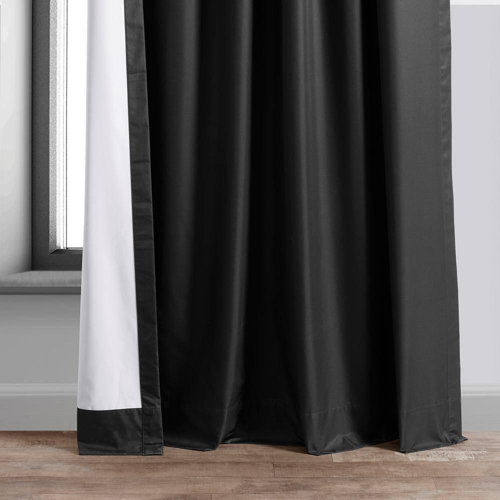 Exclusive Fabrics  Essential Polyester Solid Blackout Curtains - Thermal Insulated Window Curtains Rod Pocket (Single Panel) 50 X 96 - Deep Black