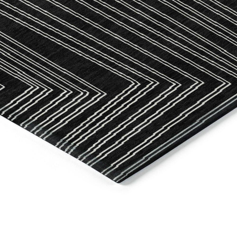 Chantille Machine Washable Indoor/Outdoor Abstract ACN1045 Black 8 ft. x 8 ft. Area Rug