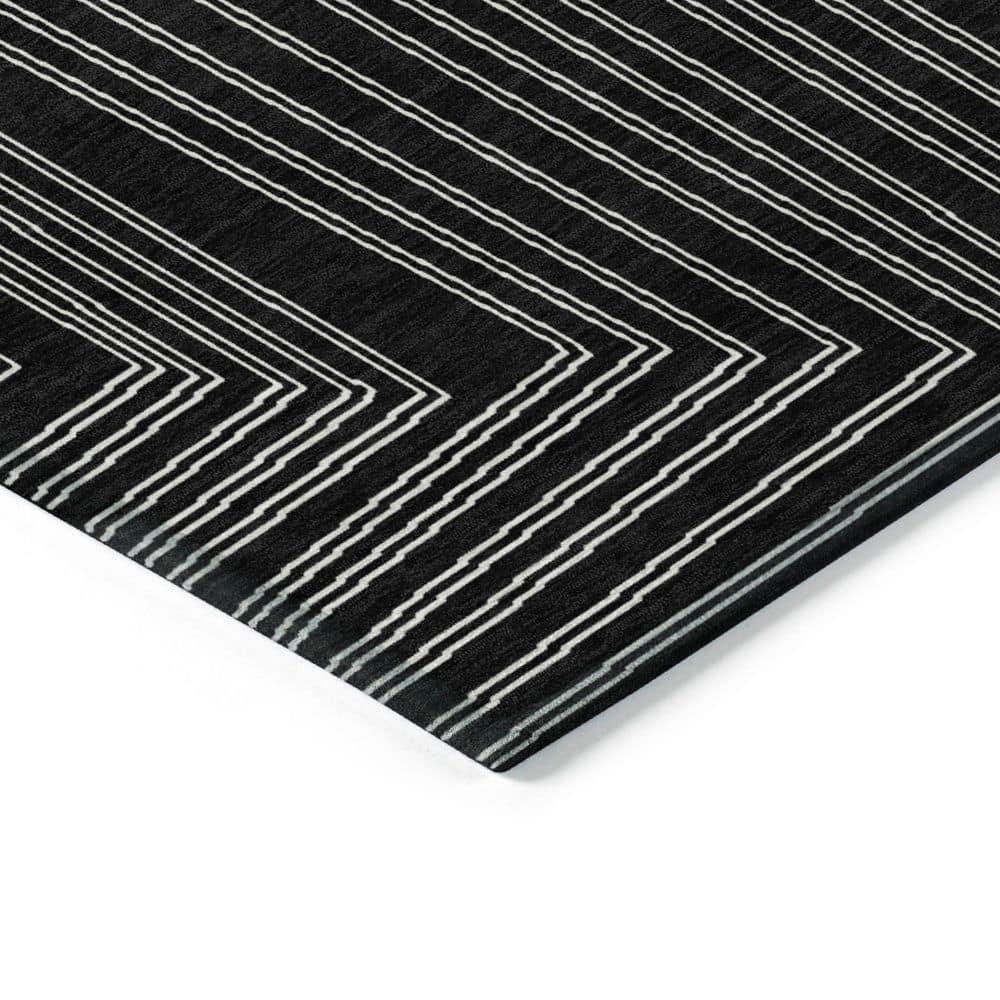 Chantille Machine Washable Indoor/Outdoor Abstract ACN1045 Black 8 ft. x 8 ft. Area Rug