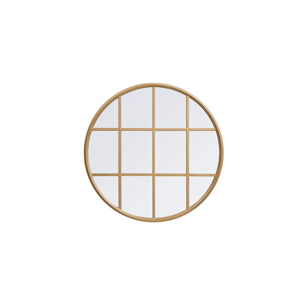 Elegant Lighting Metal windowpane mirror 28 inch in in x 28 inch in in Brass